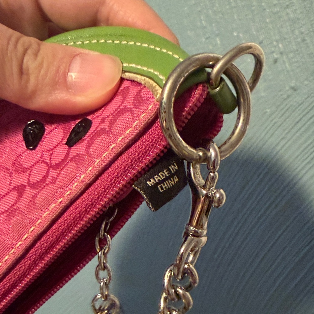 Coach Pink & Green Watermelon Slice Wristlet - Picture 9 of 9